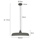 Steinhauer Pendelarmatuur KRISIP down, 1-vlams, plat E27 IP20, grijs, mat dimbaar