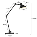 anne light & home Tafelarmatuur KASKET met schakelaar, met scharnierende arm, met stekker E27 IP20, zwart mat 