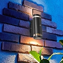 Steinhauer Steinhauer Outdoor wall luminaire, LED, 2 flames, 4W, 2700K, IP54, black