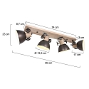 Plafondarmatuur GEARWOOD 4-vlams, instelbaar E27 IP20