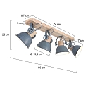Mexlite Plafondarmatuur GEARWOOD 4-vlams, instelbaar E27 IP20, grijs, mat dimbaar