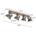 Mexlite Plafondarmatuur GEARWOOD 4-vlams, instelbaar E27 IP20, groen dimbaar