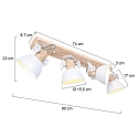 Mexlite Plafondarmatuur GEARWOOD 4-vlams, instelbaar E27 IP20, wit dimbaar
