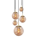 Steinhauer Pendelarmatuur BOLLIQUE 5-vlams E27 IP20, barnsteen, messing, zwart dimbaar