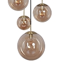 Steinhauer Pendelarmatuur BOLLIQUE 5-vlams E27 IP20, barnsteen, messing, zwart dimbaar