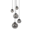Steinhauer Pendelarmatuur BOLLIQUE 5-vlams, rond E27 IP20, zwart mat dimbaar