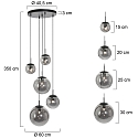 Steinhauer Pendelarmatuur BOLLIQUE 5-vlams, rond E27 IP20, zwart mat dimbaar