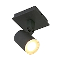 Steinhauer Spot POINTS NOIRS 1-vlams, cilindrisch, instelbaar GU10 IP44, zwart mat dimbaar