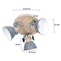 Mexlite Plafondarmatuur GEARWOOD 3-vlams, rond, instelbaar E27 IP20, hout, antiek dimbaar
