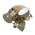 Mexlite Plafondarmatuur GEARWOOD 3-vlams, rond, instelbaar E27 IP20, hout, antiek dimbaar