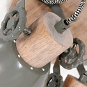 Mexlite Plafondarmatuur GEARWOOD 3-vlams, rond, instelbaar E27 IP20, hout, antiek dimbaar
