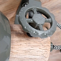 Mexlite Plafondarmatuur GEARWOOD 3-vlams, rond, instelbaar E27 IP20, hout, antiek dimbaar
