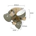 Mexlite Plafondarmatuur GEARWOOD 3-vlams, rond, instelbaar E27 IP20, hout, antiek dimbaar