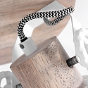 Mexlite Plafondarmatuur GEARWOOD 3-vlams, rond, instelbaar E27 IP20, hout, antiek dimbaar