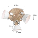 Mexlite Plafondarmatuur GEARWOOD 3-vlams, rond, instelbaar E27 IP20, hout, antiek dimbaar