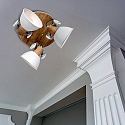 Mexlite Plafondarmatuur GEARWOOD 3-vlams, rond, instelbaar E27 IP20, hout, antiek dimbaar