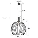 Mexlite Pendelarmatuur AUREOLE � 42CM 1-vlams, groot, rond E27 IP20, zwart mat dimbaar