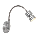 Wandarmatuur NATASJA met schakelaar, met flexibele arm GU10 IP20, staal geborsteld dimbaar