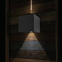 Wandarmatuur voor buitenshuis MURO up down, cubusvorm, instelbaar IP44, zwart mat dimbaar