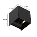 Wandarmatuur voor buitenshuis MURO up down, cubusvorm, instelbaar IP44, zwart mat dimbaar