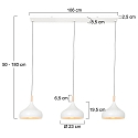 Mexlite Pendelarmatuur BJORR 3-vlams E27 IP20, wit mat dimbaar