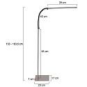 Mexlite floor lamp SERPENT with flex arm, with touch dimmer IP20, steel brushed dimmable