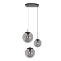 Steinhauer Pendelarmatuur BOLLIQUE 3-vlams, rond E27 IP20, zwart mat dimbaar