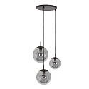 Steinhauer Pendelarmatuur BOLLIQUE 3-vlams, rond E27 IP20, zwart mat dimbaar