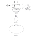 Steinhauer ceiling luminaire REFLEXION oval E27 IP20, smoky colour, black dimmable