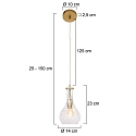 Mexlite pendant luminaire GRAZIOGLASS ?14cm E27 IP20, brass