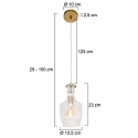 Mexlite Pendelarmatuur GRAZIOGLASS ?12,5cm E27 IP20, messing