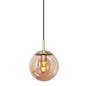Steinhauer Pendelarmatuur BOLLIQUE rond E27 IP20, barnsteen, messing, zwart dimbaar