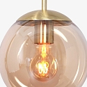 Steinhauer Pendelarmatuur BOLLIQUE rond E27 IP20, barnsteen, messing, zwart dimbaar