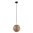 Steinhauer Pendelarmatuur BOLLIQUE rond E27 IP20, barnsteen, messing, zwart dimbaar
