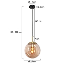 Steinhauer Pendelarmatuur BOLLIQUE rond E27 IP20, barnsteen, messing, zwart dimbaar