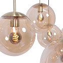 Pendelarmatuur BOLLIQUE 6-vlams E27 IP20, barnsteen, messing, zwart dimbaar
