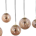 Pendelarmatuur BOLLIQUE 6-vlams E27 IP20, barnsteen, messing, zwart dimbaar