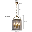 Steinhauer Steinhauer Pendant luminaire PIMPERNEL, 4 flames, glass, bronze