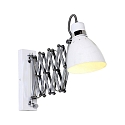 Steinhauer Wandarmatuur SPRING lang, met schakelaar, met stekker, instelbaar E27 IP20, wit mat dimbaar