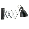 Wandarmatuur SPRING lang, met schakelaar, met stekker, instelbaar E27 IP20, zwart mat dimbaar