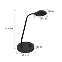 Mexlite table lamp BIRON with switch, with flex arm IP20, black matt dimmable