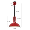 Mexlite Pendelarmatuur EDEN down, 1-vlams, rond E27 IP20, rood dimbaar