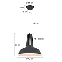 Mexlite Pendelarmatuur EDEN down, 1-vlams, rond E27 IP20, zwart mat dimbaar