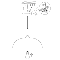 Mexlite Pendelarmatuur BJORR - � 45CM 1-vlams, groot, plat E27 IP20, wit mat dimbaar