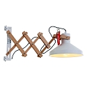 Wandarmatuur WOODY met schakelaar, instelbaar E27 IP20, wit mat dimbaar
