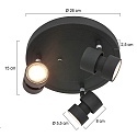 spotlight bar NATASJA 3 flames, round, Dim-To-Warm, adjustable GU10 IP20, steel brushed dimmable