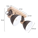 Mexlite Plafondarmatuur GEARWOOD 2-vlams, instelbaar E27 IP20, antraciet, mat dimbaar