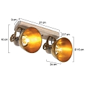 Mexlite Plafondarmatuur GEARWOOD 2-vlams, instelbaar E27 IP20, brons, antiek dimbaar