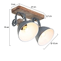 Mexlite Plafondarmatuur GEARWOOD 2-vlams, instelbaar E27 IP20, grijs, mat dimbaar