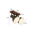 Mexlite Plafondarmatuur GEARWOOD 2-vlams, instelbaar E27 IP20, groen, glanzend dimbaar